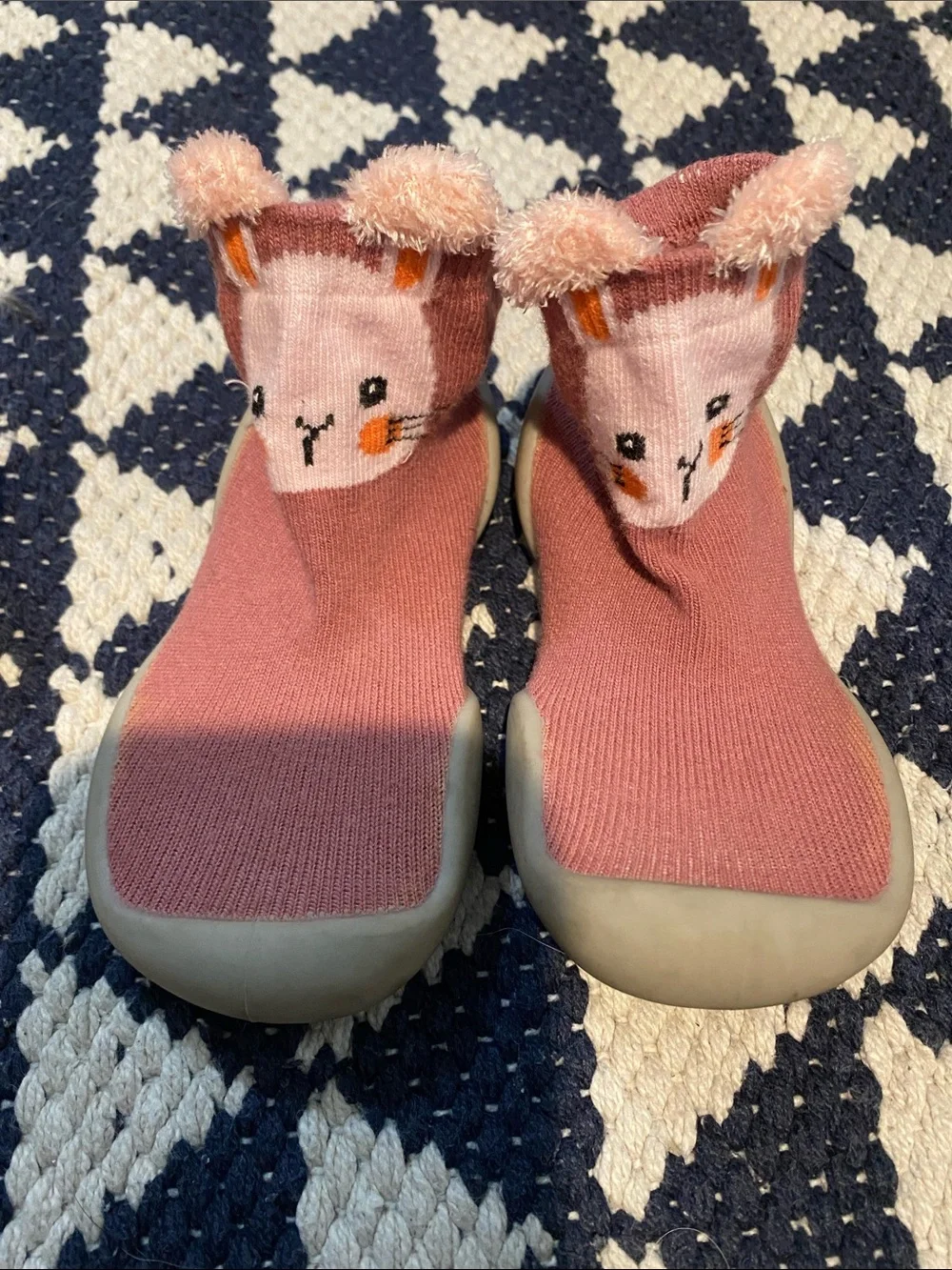Pink Bunny Sock Shoes - Cute Toddler Slip-Ons